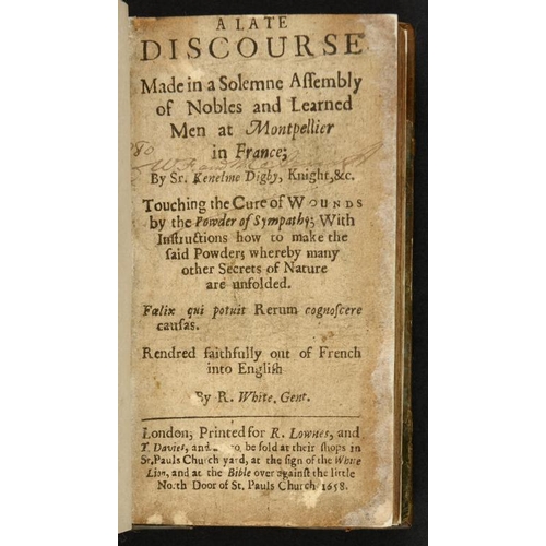 65 - DIGBY, SIR KENELM - A LATE DISCOURSE MADE IN A SOLEMNE ASSEMBLY OF NOBLES AND LEARNED MEN AT MONTPEL... 