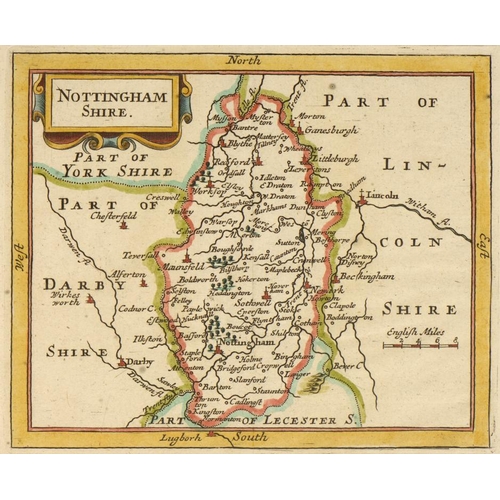 330 - SPEED (JOHN) NOTTINGHAMSHIRE  MINIATURE ENGRAVED MAP  1627 hand coloured, mounted to within platemar... 