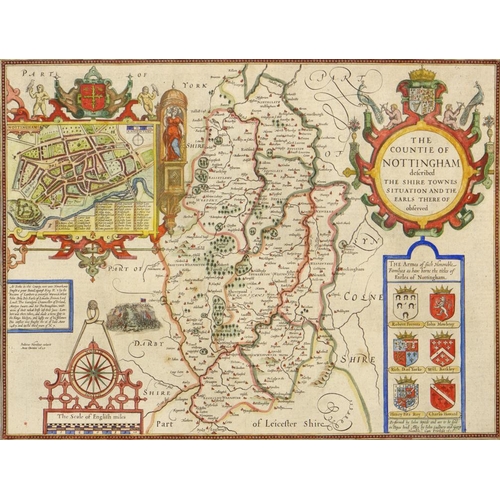 332 - SPEEDE (JOHN) NOTTINGHAMSHIRE  double page engraved map from the 1646 edition of The Theatre..., han... 