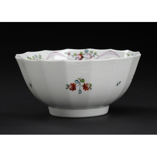 100 - A CALCUT POLYCHROME FLUTED SLOP BASIN, C1794-96  15cm diamProvenance: Aurea Carter.Literature: 2011,... 