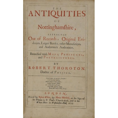 1182 - THOROTON (ROBERT) THE ANTIQUITIES OF NOTTINGHAMSHIRE... .EXTRACTED OUT OF RECORDS ORIGINAL EVIDENCES... 