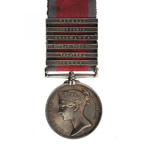 1195 - MILITARY GENERAL SERVICE MEDAL, 1847 six clasps Egypt, Talavera, Ciudad Rodrigo, Salamanca, Vittoria... 