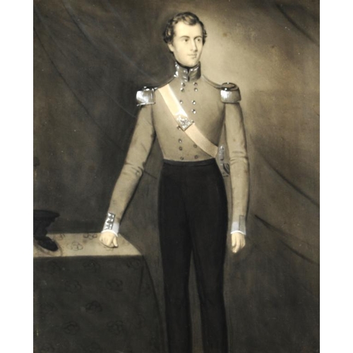 1227 - ENGLISH SCHOOL, EARLY 19TH C PORTRAIT OF AN OFFICER OF THE 9TH (EAST NORFOLK) REGIMENT OF FOOT, SAID... 