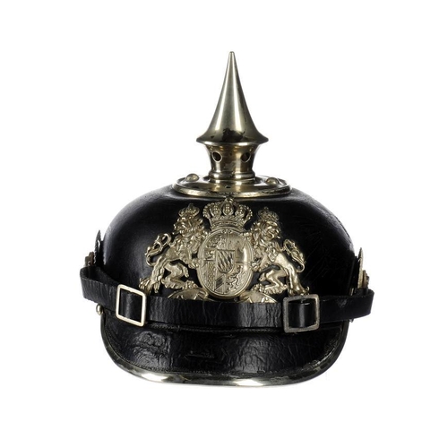 1237 - A BAVARIAN PICKELHAUBE, EARLY 20TH C  with brown cotton and leather lining 