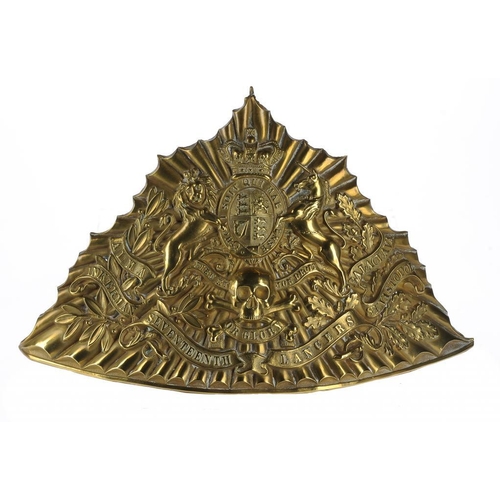 1242 - A 17TH LANCERS BRASS CZAPKA OR  LANCE CAP PLATE, C1900