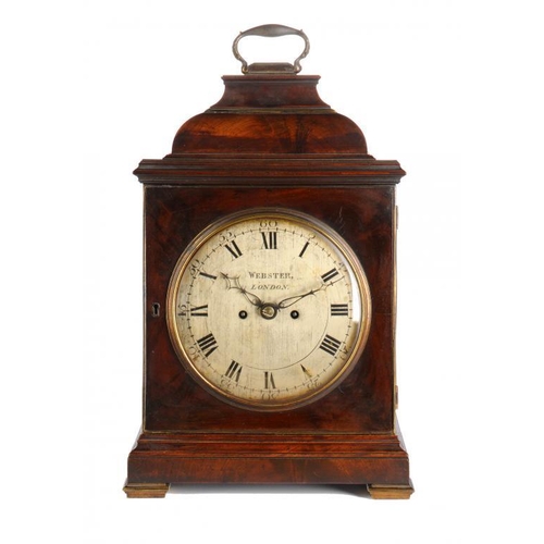 1266 - A GEORGE III MAHOGANY BRACKET CLOCK BY RICHARD WEBSTER, LONDON, C1780  the silvered dial inscribed  ... 