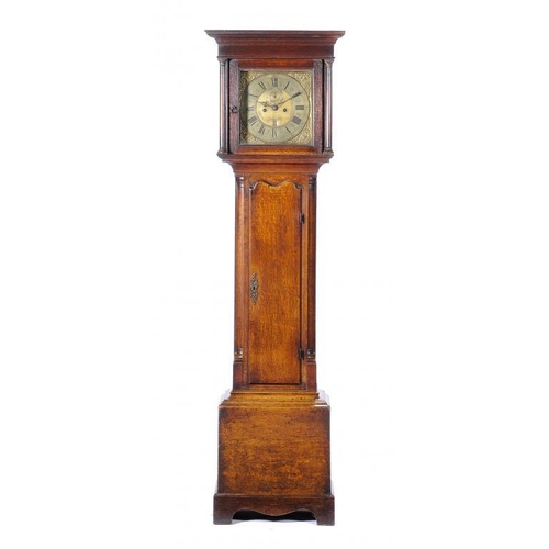 1270 - AN OAK EIGHT DAY LONGCASE CLOCK, 18TH C AND LATER  the brass dial signed on the chapter ring Jno Sma... 