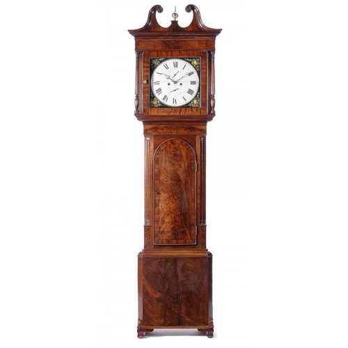 1272 - A VICTORIAN MAHOGANY EIGHT DAY LONGCASE CLOCK, C1840 the painted black ground dial inscribed W Prest... 