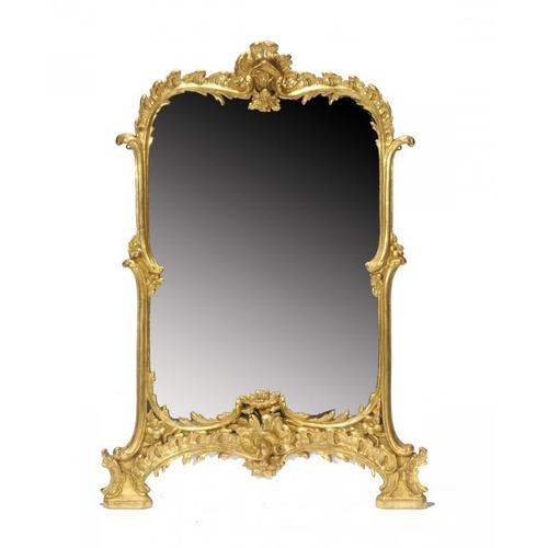 1374 - A VICTORIAN GILTWOOD ROCOCO REVIVAL PIER MIRROR, C1870  124cm h, 86cm w