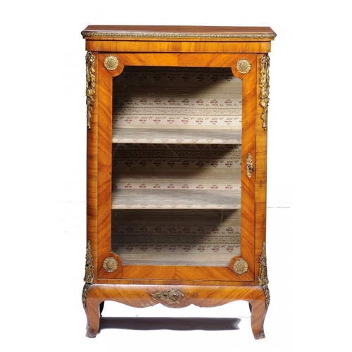 1381 - A VICTORIAN ORMOLU MOUNTED TULIPWOOD CABINET, C1870  109cm h; 36.5 x 69.5cm