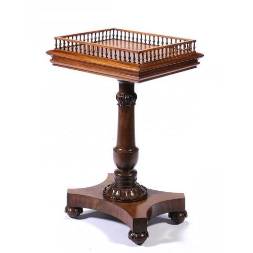 1382H - A GEORGE IV MAHOGANY PEDESTAL TABLE, C1825  with finely turned gallery and drawer to the moulded top... 