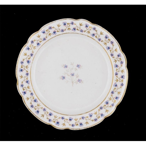 73 - A CAUGHLEY POLYCHROME PLATE, C1792-95  enamelled with cornflowers and gilt, 19.5cm diam, decorator's... 