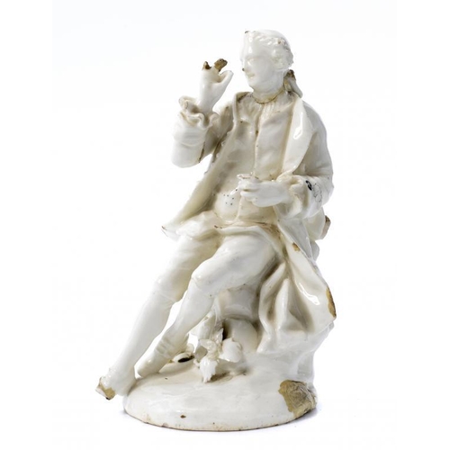 190 - A DERBY GLAZED PORCELAIN FIGURE OF A GALLANT TAKING A PINCH OF SNUFF, DRY EDGE PERIOD, C1755  16cm h... 