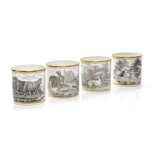 208 - FOUR SPODE  BAT PRINTED ANIMALS SERIES COFFEE CANS, C1807-10  6.5cm h