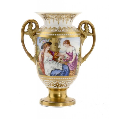 211 - A SPODE NEW SHAPE FRENCH JAR, C1815-20 painted with a rectangular panel of two young women, the reve... 