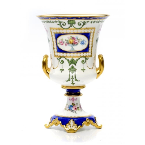 239 - A ROYAL CROWN DERBY CAMPANA SHAPED VASE, 1905 painted to either side by C Gresley, signed,  with a p... 