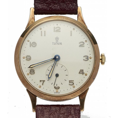 117 - A ROLEX TUDOR 9CT GOLD  GENTLEMAN'S WRISTWATCH   with ETA 1260 movement, 31mm, marked inside case ba... 