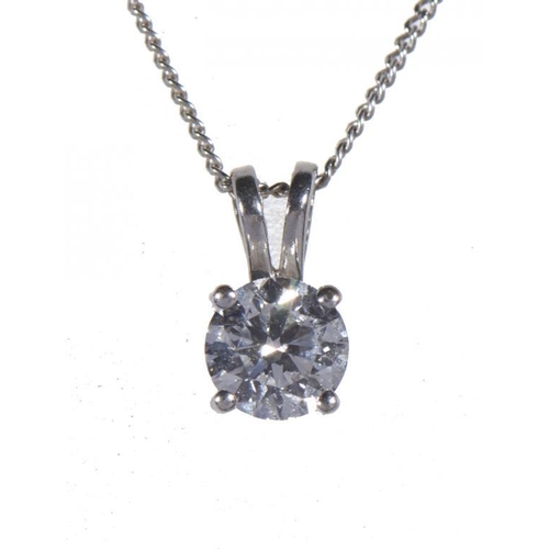 83 - A DIAMOND PENDANT the round brilliant cut diamond weighing approx 0.7ct, mounted in 18ct white gold,... 