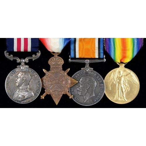 852 - WORLD WAR ONE M M GROUP OF FOUR  Military Medal, 1914-15 Star, British War Medal and Victory Medal L... 