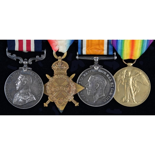 853 - WORLD WAR ONE M M GROUP OF FOUR  Military Medal, 1914-15 Star, British War Medal and Victory Medal 4... 