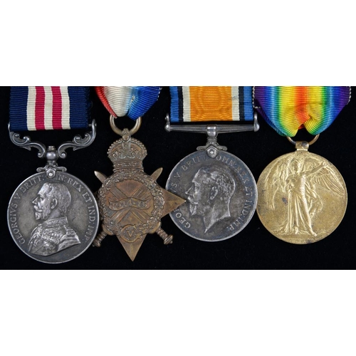 854 - WORLD WAR ONE M M GROUP OF FOUR   Military Medal, 1914-15 Star, British War Medal and Victory Medal ... 