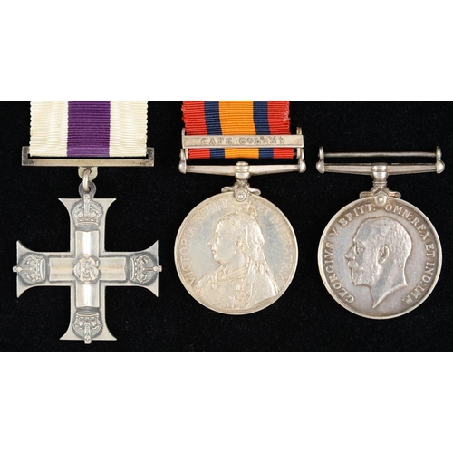 855 - ANGLO BOER WAR  AND WORLD WAR ONE M C GROUP OF THREE  Military Cross, unnamed, case of issue, Queen'... 