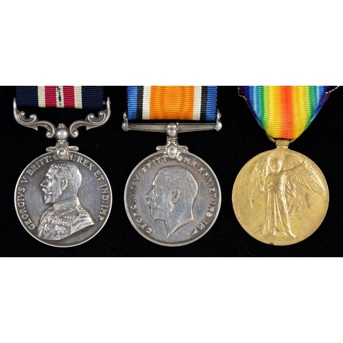 856 - WORLD WAR ONE M M GROUP OF THREE  Military Medal, British War Medal and Victory Medal 44136 PTE R A ... 