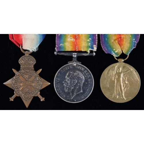 877 - WORLD WAR ONE GROUP OF THREE  1914 Star, British War Medal and Victory Medal 8131 PTE T PUGH 2/WELSH... 