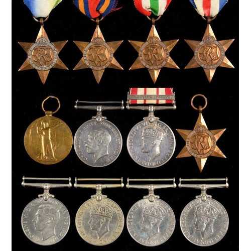 879 - WORLD WAR ONE AND SUBSEQUENT CAMPAIGN GROUP OF THREE  British War Medal, Victory Medal and Naval Gen... 