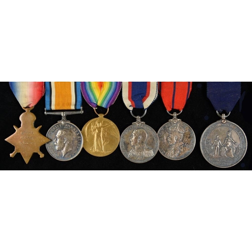 880 - WORLD WAR ONE GROUP OF SIX  1914-15 Star, British War Medal, Victory Medal, Royal Fleet Reserve Long... 