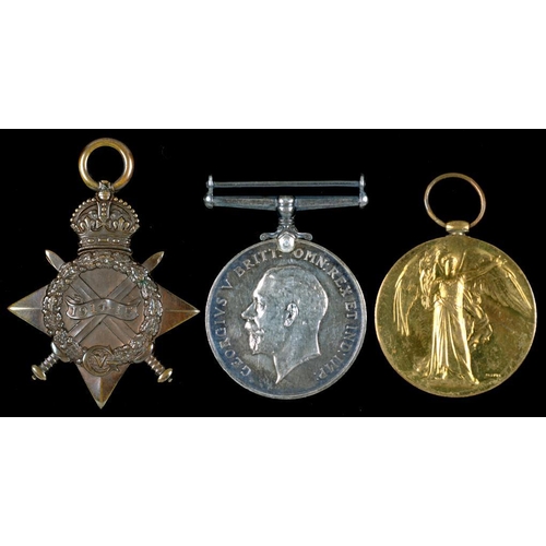 886B - WORLD WAR ONE GROUP OF THREE   1914-15 Star, British War Medal and Victory Medal 3035 PTE R F HAMMON... 