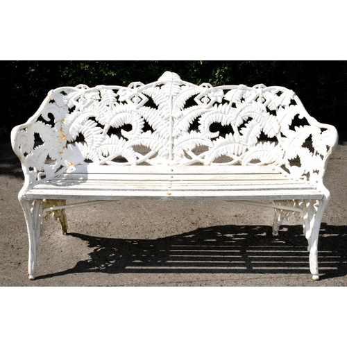 927 - A VICTORIAN CAST IRON FERN AND BLACKBERRY PATTERN GARDEN SEAT, ATTRIBUTED TO THE COALBROOKDALE CO, L... 