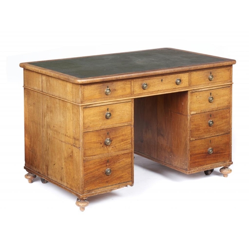 944 - A VICTORIAN WALNUT DESK, C1840  with panelled front and fitted nine drawers, 73cm h; 68 x 114cm, eng... 