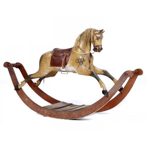 945 - A VICTORIAN PAINTED WOOD ROCKING HORSE BY G & J LINES, LATE 19TH/EARLY 20TH C  126cm h