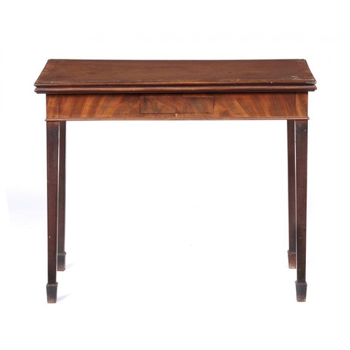 958 - A GEORGE III MAHOGANY CARD TABLE, C1780  with figured, crossbanded rectangular top on scratch moulde... 