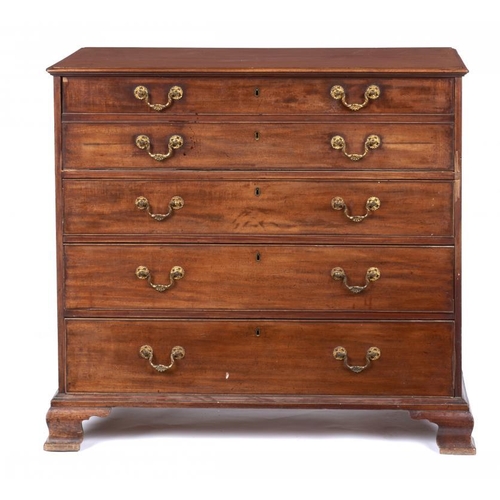 969 - A GEORGE III MAHOGANY SECRETAIRE CHEST, C1780  the fitted interior centred by a blind fret gothick d... 