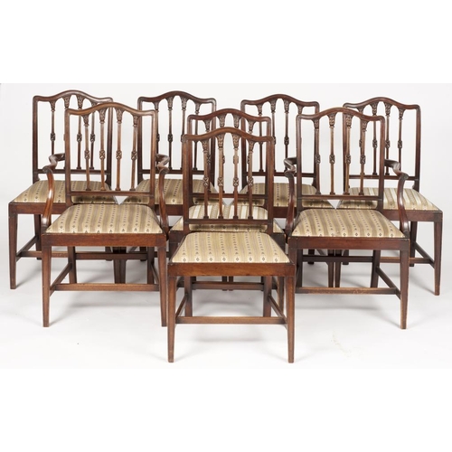 975 - A SET OF EIGHT MAHOGANY DINING CHAIRS, EARLY 20TH C   with carved stick splats, the set including a ... 