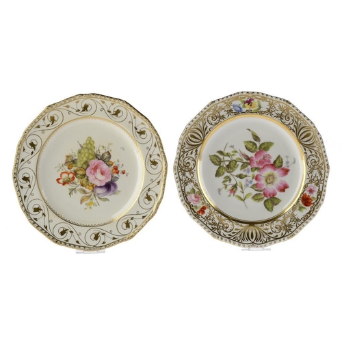 TWO SAMPSON HANCOCK PLATES, EARLY 20TH C painted with flowers, one by W ...