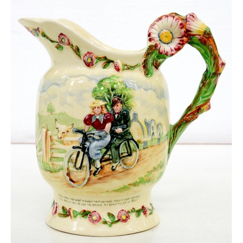 127 - A MUSICAL FIELDING'S CROWN DEVON DAISY BELL JUG, 21CM H, PRINTED MARK, 1930'S