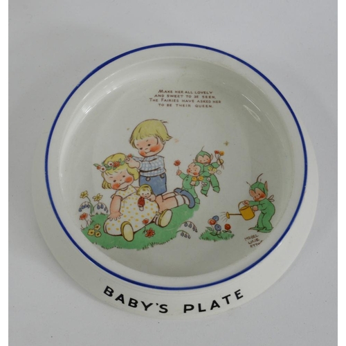 183 - MABLE LUCIE ATTWELL. A SHELLEY EARTHENWARE BABY'S PLATE, 20.5CM D, GREEN PRINTED MARK AND COPYRIGHT ... 