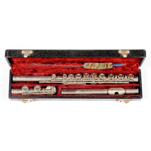 239 - A BESSON SILVER PLATED EMBASSY FLUTE, CASED