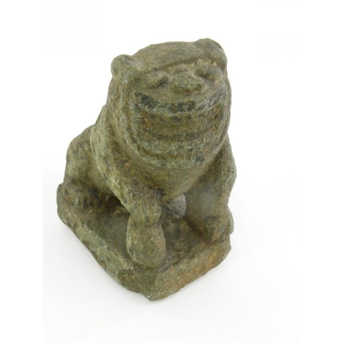 247 - A CHINESE STONE CARVING OF A DOG OF FO, 12CM H