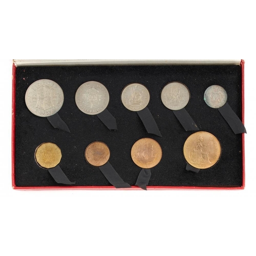 277B - UNITED KINGDOM PROOF SET, FARTHING - 2/6, 1950, case of issue, water damage and heavy corrosion on 6... 