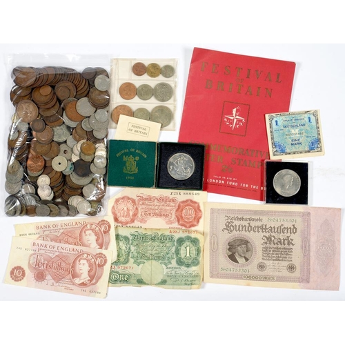 288 - MISCELLANEOUS UNITED KINGDOM PRE-DECIMAL AND FOREIGN COINS AND BANKNOTES 