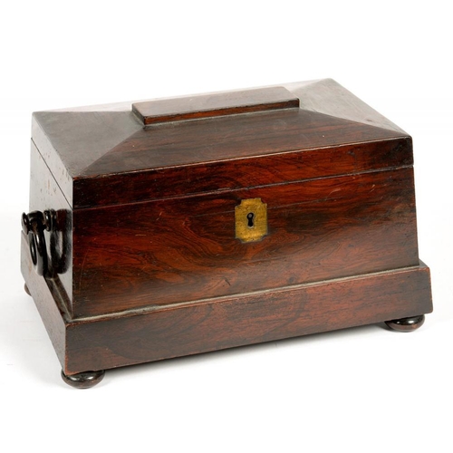 324 - A VICTORIAN ROSEWOOD TEA CADDY, 31CM W