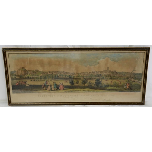 358 - AFTER S & N BUCK, SOUTH VIEW OF NOTTINGHAM FROM THE RIVER RYE HILLS IN 1741, A 19TH C LITHOGRAPH... 