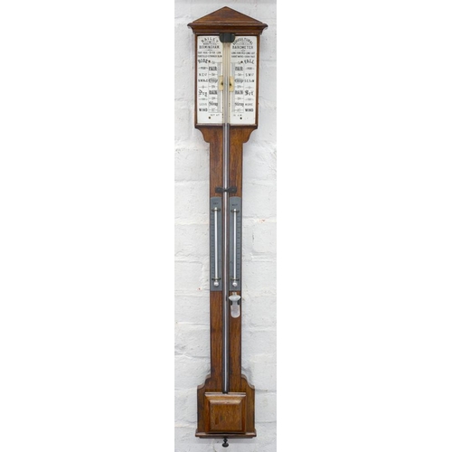 359 - AN OAK AGRICULTURAL BAROMETER BY BAILEY BENNETT'S HILL BIRMINGHAM, EARLY 20TH C, 100CM H