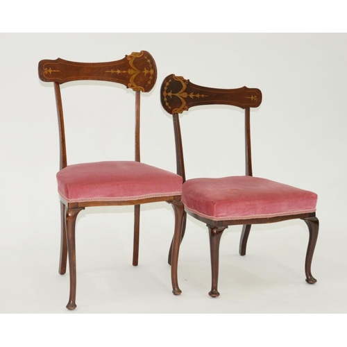 540 - TWO EDWARDIAN INLAID MAHOGANY SALON CHAIRS