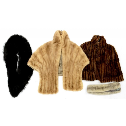 407 - TWO LADY'S FUR JACKETS AND TWO COLLARS 