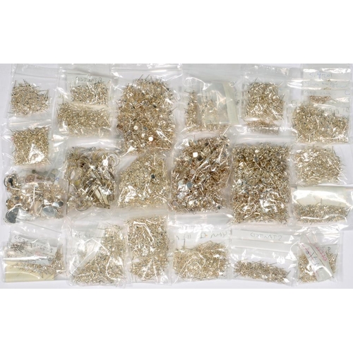 70 - SILVER COMPONENTS FOR EARRINGS, BROOCHES AND PENDANTS, APPROXIMATELY 950G